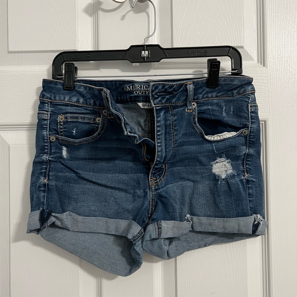 American Eagle high-rise shortie jean shorts